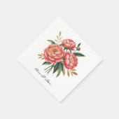 Elegant Orange Peony Bouquet Wedding Serviette (Ecke)
