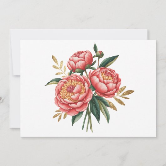 Elegant Orange Peony Paint Wedding RSVP Einladung (Rückseite)