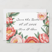 Elegant Orange Peony Paint Wedding Save the Date Einladung (Vorderseite)