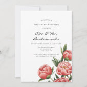 Elegant Orange Peony Painted Bridesmaids Luncheon Einladung (Vorderseite)