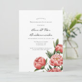 Elegant Orange Peony Painted Bridesmaids Luncheon Einladung (Stehend Vorderseite)