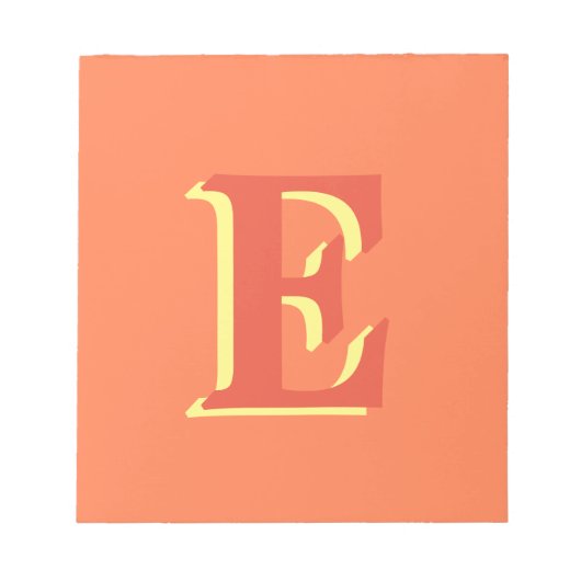 Elegant Orange Red 3D Initial Letter | Korallen Notizblock (Vorderseite)