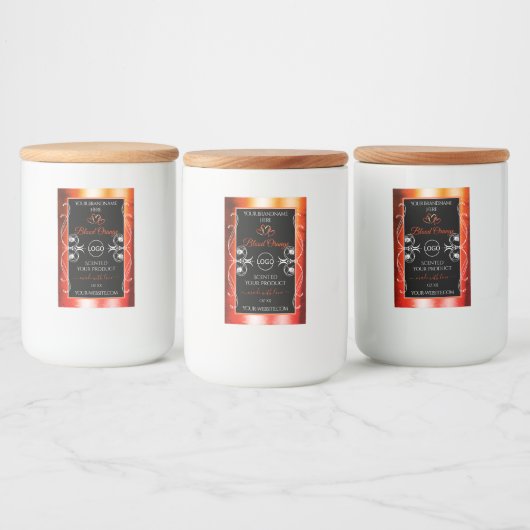 Elegant Orange Red Product Label Logo Juwelen Blac Lebensmitteletikett (Flaschen)