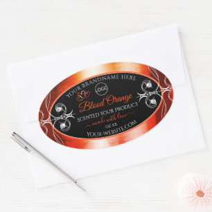 Elegant Orange Red Product Label Logo Juwelen Blac Ovaler Aufkleber