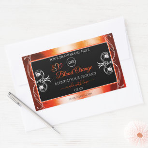 Elegant Orange Red Product Label Logo Juwelen Blac Rechteckiger Aufkleber