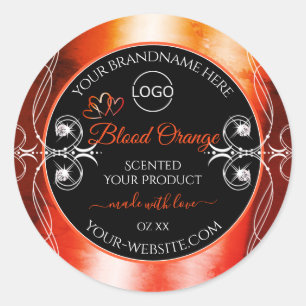 Elegant Orange Red Product Label Logo Juwelen Blac Runder Aufkleber