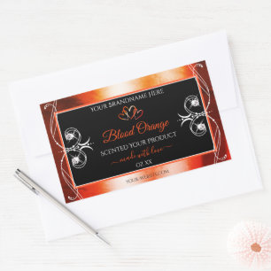 Elegant Orange Red Product Labels Jewels Black Rechteckiger Aufkleber