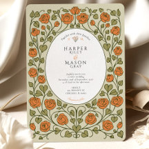 Elegant Orange Rose and Green Heart Wedding
