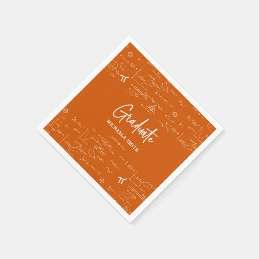 Elegant Orange Script Math Graduate Serviette (Ecke)