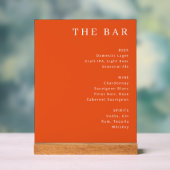 Elegant Orange Serif Bar Menu Acrylschild (Neutral)