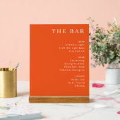 Elegant Orange Serif Bar Menu Acrylschild (Hochzeit)