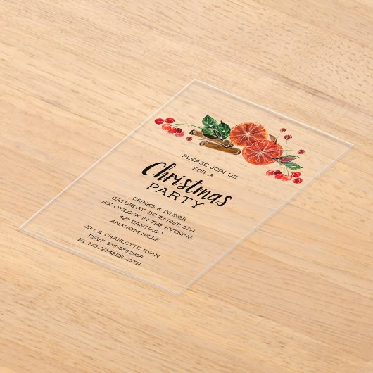 Elegant Orange Slices and Cinnamon Christmas Acryleinladungen (Ablage )