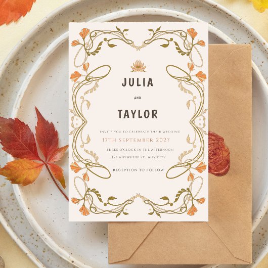Elegant Orange Wedding Invitation – Soft Modern De Einladung
