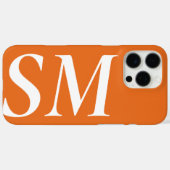 Elegant Orange White Bold Initial Monogram Case-Mate iPhone Hülle (Rückseite (Horizontal))