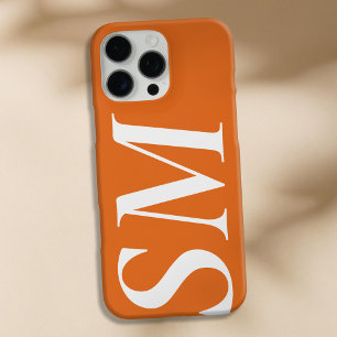 Elegant Orange White Bold Initial Monogram iPhone 16 Pro Max Hülle