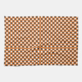Elegant Orange White Gingham Kariert Geschirrtuch (Horizontal)