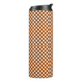 Elegant Orange White Gingham Kariert Thermosbecher (Nach links gedreht)