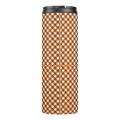 Elegant Orange White Gingham Kariert Thermosbecher (Rückseite)