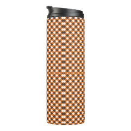 Elegant Orange White Gingham Kariert Thermosbecher