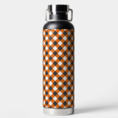 Elegant Orange & White Kariert Gingham Trinkflasche (Rückseite)