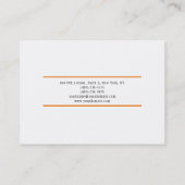 Elegant Orange White Minimalistisch Schlicht Moder Visitenkarte (Rückseite)