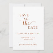 Elegant Orange White Wedding Save the Date Card Einladung (Vorderseite)