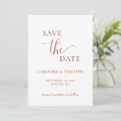 Elegant Orange White Wedding Save the Date Card Einladung (Stehend Vorderseite)