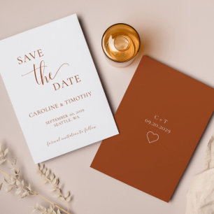 Elegant Orange White Wedding Save the Date Card Einladung
