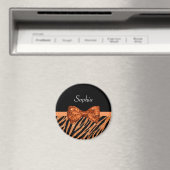 Elegant Orange Zebra Print IMITATS Glitz Bow und N Magnet (In Situ (Geschirrspüler))