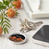 Elegant Orange Zebra Print IMITATS Glitz Bow und N Schlüsselanhänger (Seite)