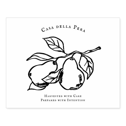Elegant Orchard Pear Illustration Rubber Stamp Gummistempel (Prägung)