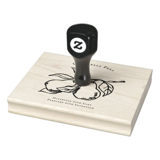 Elegant Orchard Pear Illustration Rubber Stamp Gummistempel (Stempel)