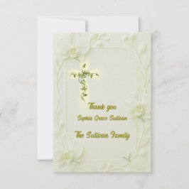 Elegant Orchid and Vine Cross thank you card Dankeskarte