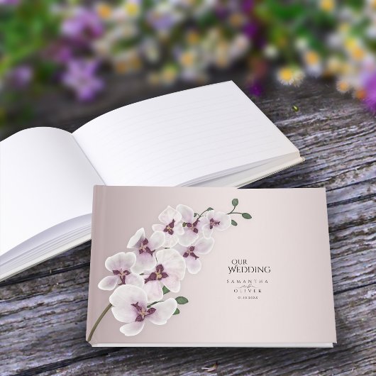 Elegant Orchid Minimalist Wedding Guest Book Gästebuch
