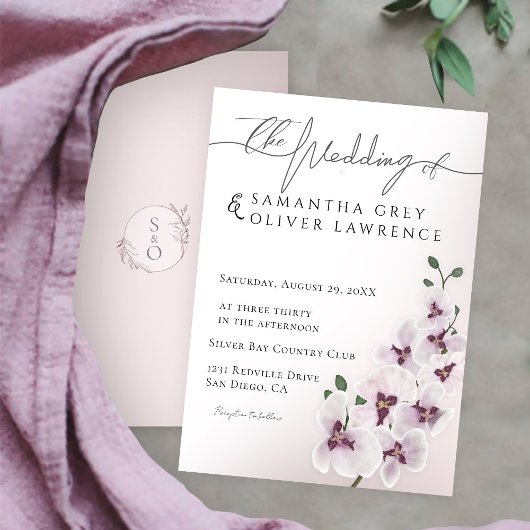 Elegant Orchid Minimalist Wedding Invitation Card Einladung