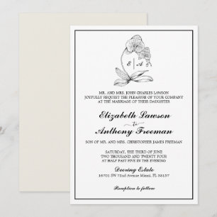 Elegant Orchid Monogram formale Einladung zur Hoch