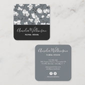 Elegant orchid schwarz & weiß floral delikat grau quadratische visitenkarte (Vorne/Hinten)