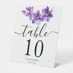 Elegant Orchid Script Hochzeit Tischnummer Sockelschild