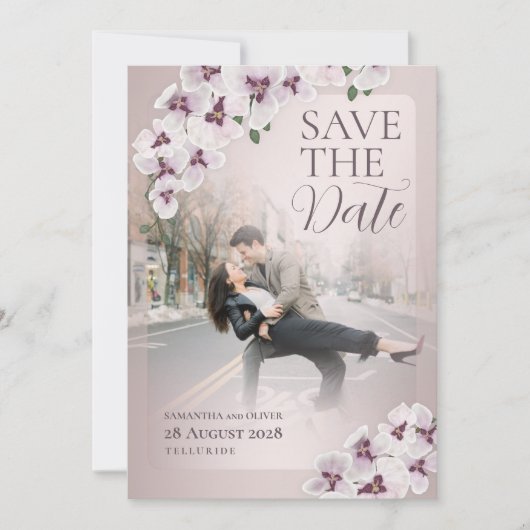 Elegant Orchid Wedding Save the Date (Vorderseite)