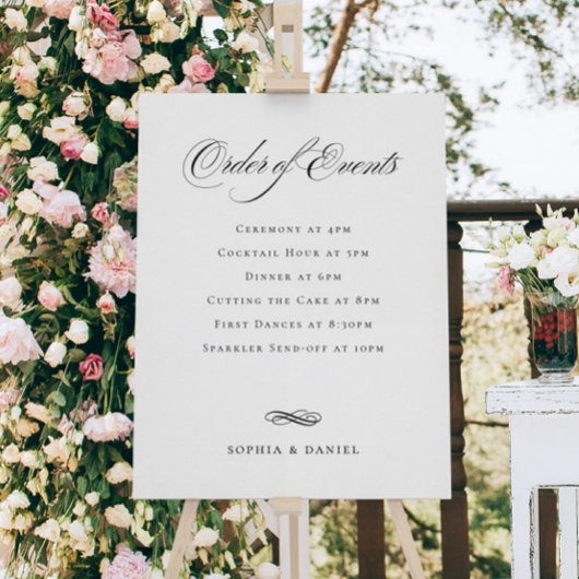 Elegant Order of Events Wedding Schedule Sign Poster