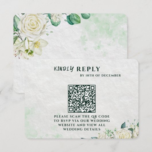Elegant Organic Modern Wedding RSVP Card  Karte (Vorne/Hinten)