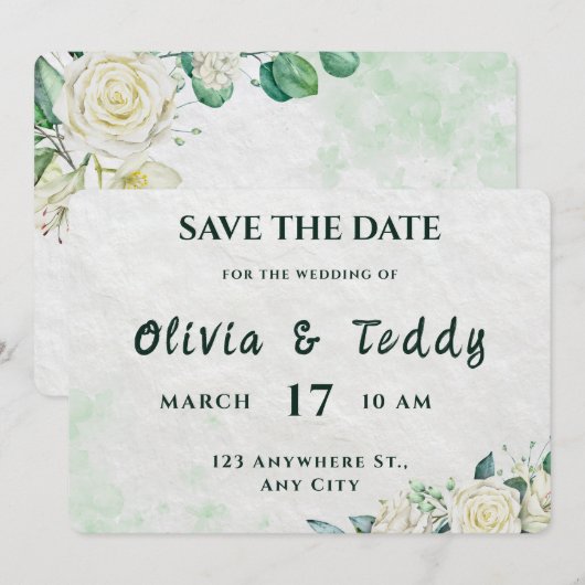 Elegant Organic Modern Wedding Save The Date (Vorne/Hinten)