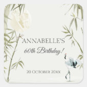 Elegant Oriental 60. Geburtstagsparty Umschlag Auf Quadratischer Aufkleber (Vorderseite)