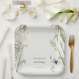 Elegant Oriental Bamboo Crane Geburtstagsparty Pappteller