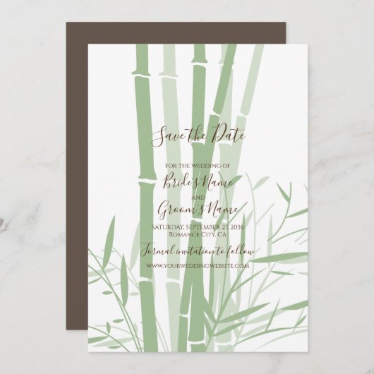 Elegant Oriental Bamboo Hochzeit speichern Sie das Save The Date (Vorne/Hinten)