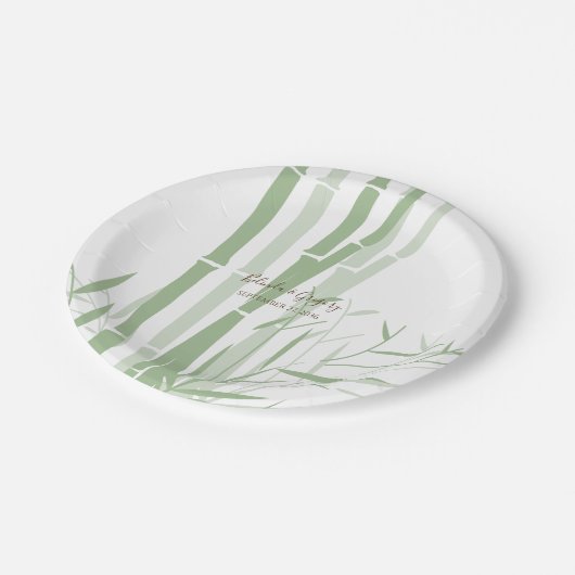 Elegant Oriental Bamboo Wedding Pappteller (Schrägansicht)