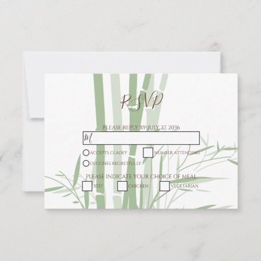 Elegant Oriental Bamboo Wedding RSVP Cards Karte (Vorderseite)