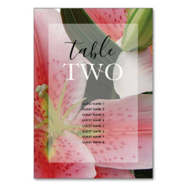 Elegant Oriental Lilies Wedding Guest Names Tischnummer