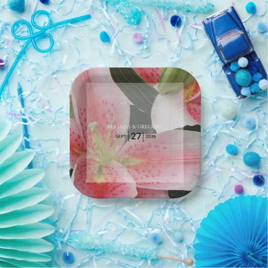 Elegant Oriental Lilies Wedding Pappteller (Party)