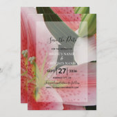 Elegant Oriental Lilies Wedding Save the Date (Vorne/Hinten)